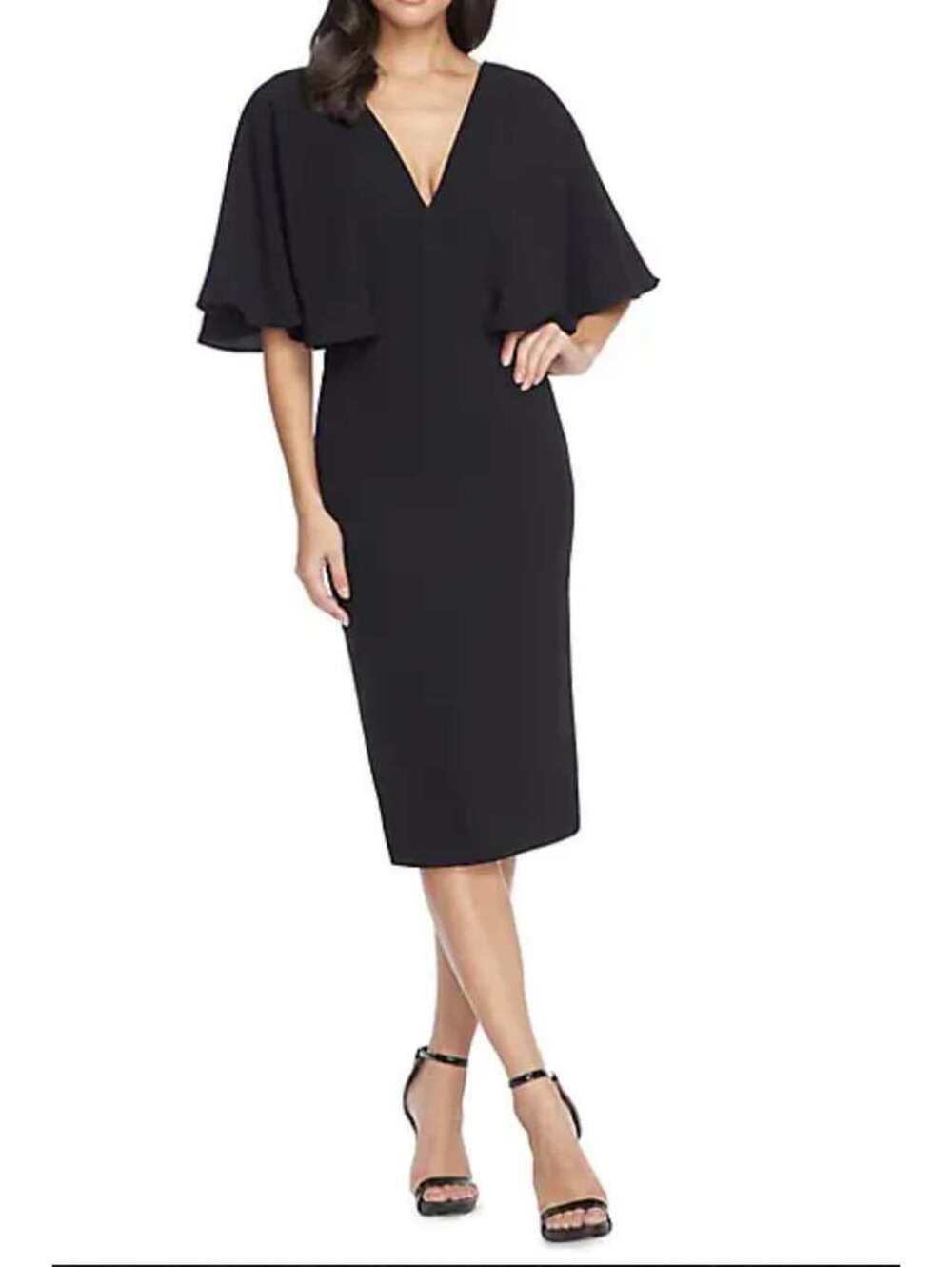 Dress the Population Louisa Black Butterfly Sleeve Midi Dress XL NWT